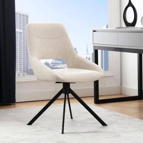 Miniatura 10 de Zesthouse Silla de escritorio moderna sin ruedas, silla giratoria de tocador con respaldo hueco, silla de oficina en casa sin brazos para niñas