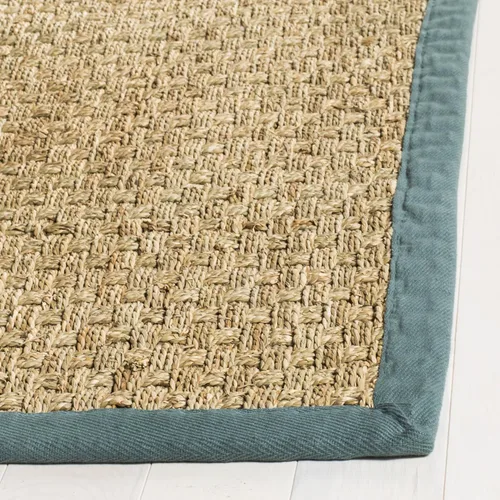 Miniatura 4 de SAFAVIEH Alfombra de Área 8x10 - Colección de Fibra Natural - Grande - Natural y Azul Claro, Hierba Marina, Patrón de Tejido de Canasta (NF114M)