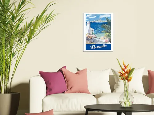 Miniatura 3 de Bermuda Hamilton Waterfront Main Island Somers Isles - Póster de viaje vintage por Frank Lemen c.1950s - Cartel de metal vintage de 8 x 12 pulgadas