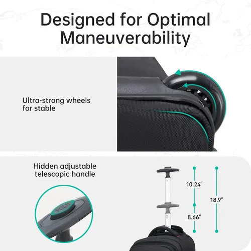 Miniatura 2 de OIWAS Mochila con ruedas para computadora portátil de 17.3 pulgadas para adultos, equipaje de mano de viaje, bolsa de computadora con ruedas