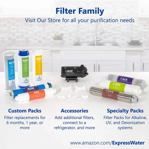 Miniatura 6 de Express Water Juego de filtros de repuesto para sistema de ósmosis inversa para encimera - 3 filtros en línea - Cartuchos de conexión rápida de 1/4