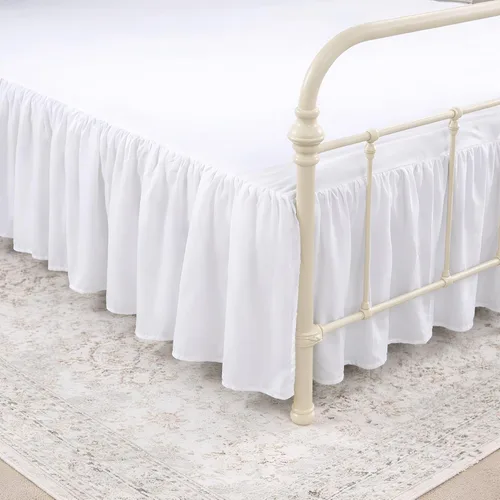 KRISHNA Falda de cama con volantes y esquinas divididas Twin, 100% microfibra, calidad de hotel, falda de cama fruncida con caída de 14 pulgadas con