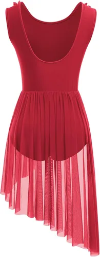 Miniatura 3 de AFAVOM Disfraz de baile lírico para mujer, vestido de lentejuelas con flores, falda asimétrica de tul fluida, disfraces de danza contemporánea