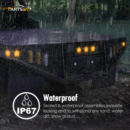 Miniatura 6 de Partsam 10x Luces Marcadoras de Separación LED Redondas Selladas Ámbar de 2", 4LED [Aprobado por DOT], Kit de Luces Marcadoras Laterales LED