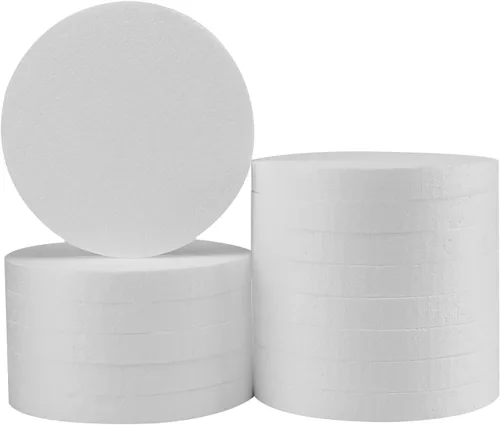 Miniatura 7 de FFchuanhe Paquete de 10 círculos de espuma de 8 pulgadas para manualidades (1 pulgada de grosor), disco de espuma redondo de poliestireno