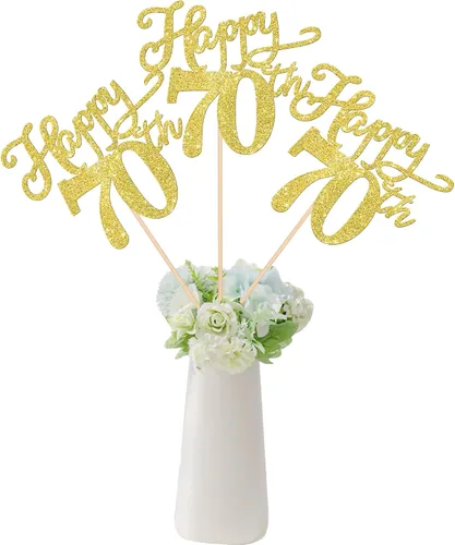 Miniatura 20 de Rsstarxi Paquete de 12 palitos de centro de mesa de cumpleaños número 50 para decoración de mesa de cumpleaños 50 para hombre, decoración de mesa
