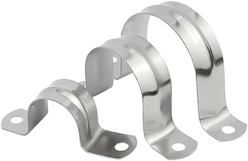 10 correas de tubo rígido M40, abrazadera de conducto de acero inoxidable de 1-1/2 pulgadas, 2 agujeros, abrazadera de tubo con soporte en U para