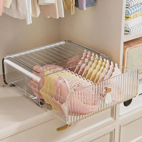 Neprock Organizador de cajones de ropa interior, organizador apilable de brasier para armario, caja de almacenamiento de 1 celda de acrílico