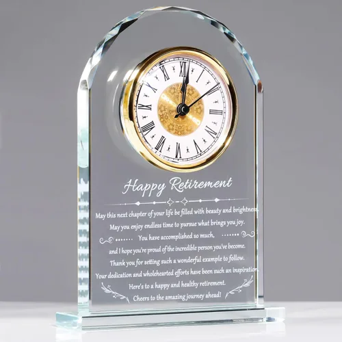 Miniatura 11 de YWHL Regalos de cumpleaños para mujeres y hombres, regalo significativo de agradecimiento para mujeres, reloj de mesa de vidrio grabado con láser