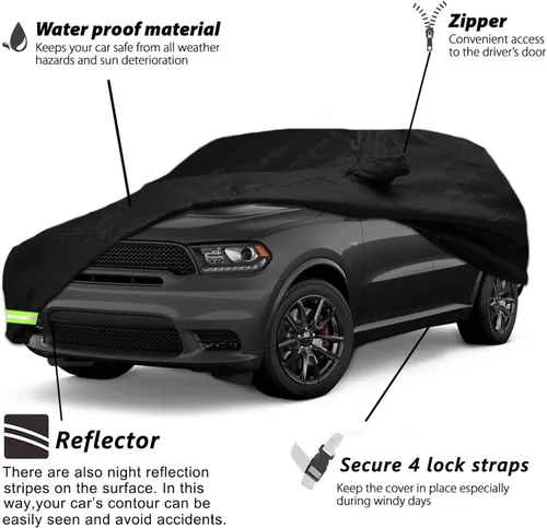 Miniatura 2 de Funda impermeable de automóvil para Dodge Durango 2011-2026, funda 190T, ajuste personalizado, correa 100% impermeable a prueba de viento