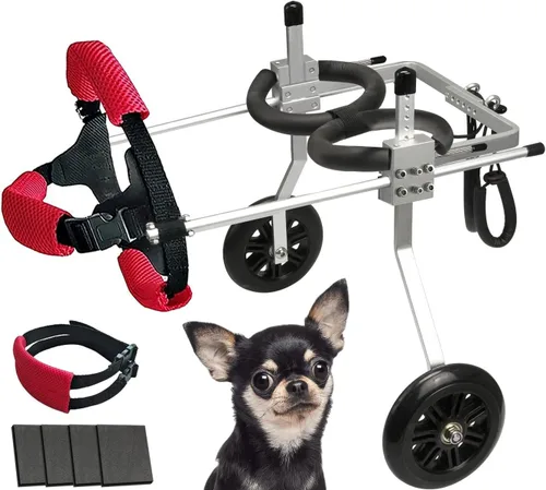 Silla de ruedas para perros para patas traseras, carritos ajustables para perros con ruedas, silla de ruedas pequeña para perros con patas traseras