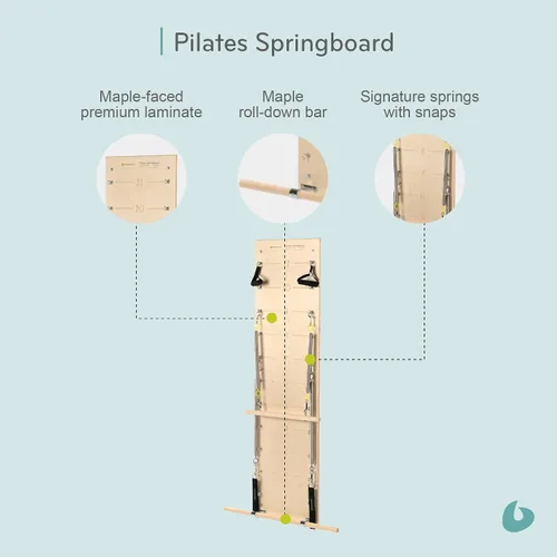 Miniatura 5 de Balanced Body Tabla de Resortes de Pilates con Barra de Empuje, Equipo de Entrenamiento de Pilates Montado en la Pared para Uso en Gimnasio en Casa