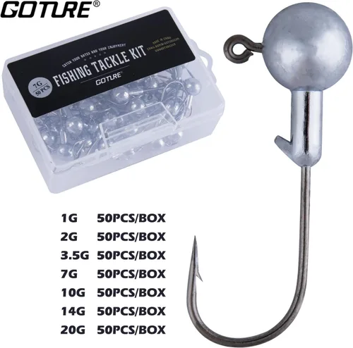 Miniatura 5 de Goture Round Jig Head, Jig Head Hooks for Freshwater Saltwater Fishing, Swimbait Jig Heads with Fishing Box for Trout Bass Fishing, Crappie Pro Jig