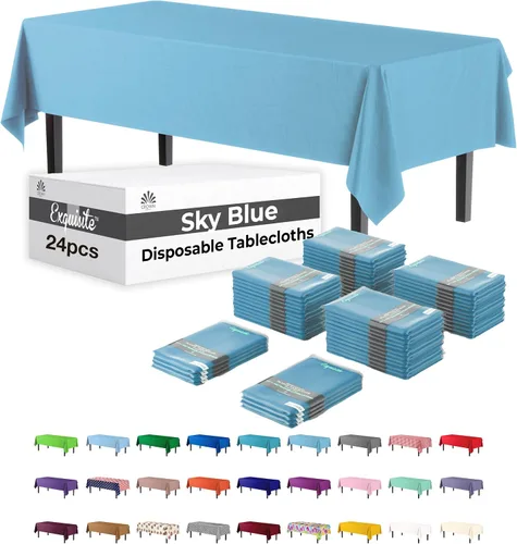Miniatura 11 de Party Solids Mantel rectangular de plástico color azul aguamarina, 54 x 108 pulgadas, paquete de 24