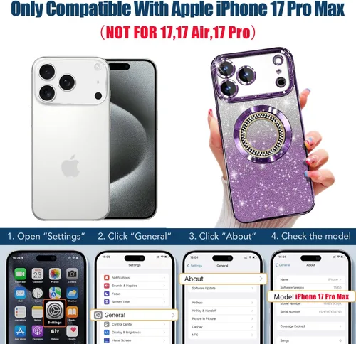 Miniatura 163 de Misscase Funda magnética con purpurina para iPhone 11 compatible con MagSafe, protección completa, delgada, a prueba de golpes, antiarañazos