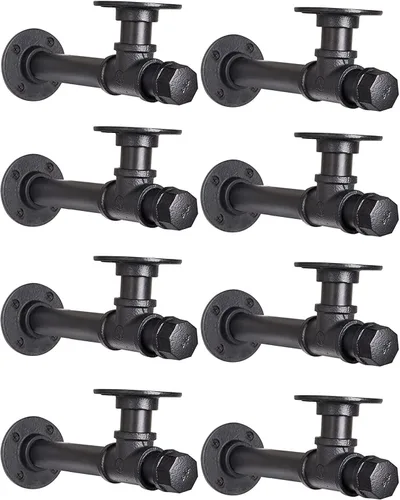 Soporte de estante de tubo de 6.7 pulgadas, paquete de 8 soportes industriales de bricolaje para estante flotante de madera de 6 a 12 pulgadas,