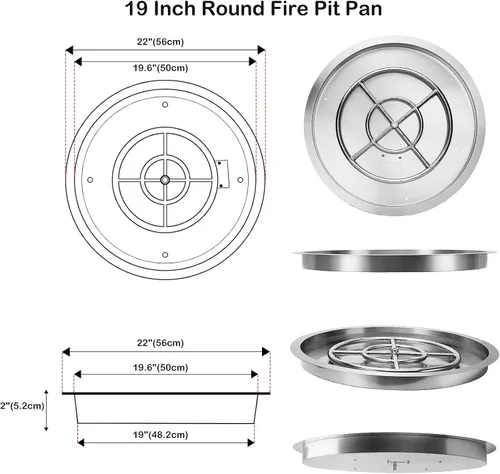 Miniatura 7 de Stanbroil Kit de hoguera redonda de 19 pulgadas con kit de encendido por chispa, versión de gas propano, acero inoxidable 304