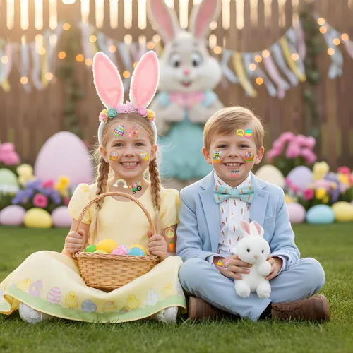 Miniatura 7 de 160 calcomanías de tatuajes temporales para el día de Pascua, regalos de fiesta de primavera, suministros de fiesta, decoración de vacaciones