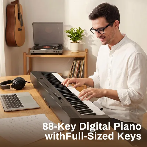 Miniatura 6 de AODSK Piano Digital de Teclado Pesado de 88 Teclas, Teclado de Acción de Martillo de Grado para Piano Eléctrico Portátil para Principiantes, Negro