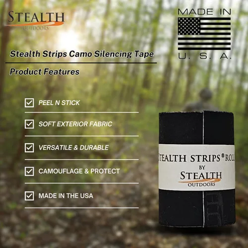 Miniatura 3 de Stealth Strips Cinta silenciadora de camuflaje Tela silenciadora autoadhesiva Ideal para silenciar todo tu equipo de caza de metal y accesorios