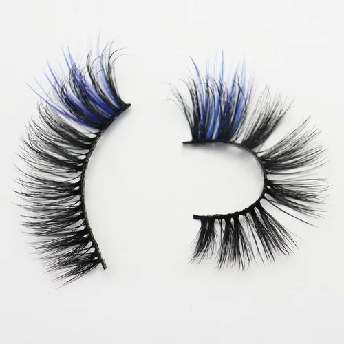 Miniatura 6 de DAODER Pestañas postizas de colores, pestañas postizas esponjosas con color azul, de 0.55 a 0.63 pulgadas, rizo C medio, volumen completo, pestañas