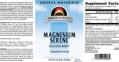 Miniatura 5 de Source Naturals Serene Science - Sereno de magnesio, cuerpo pacífico*, sabor a mandarina, 9 onzas en polvo