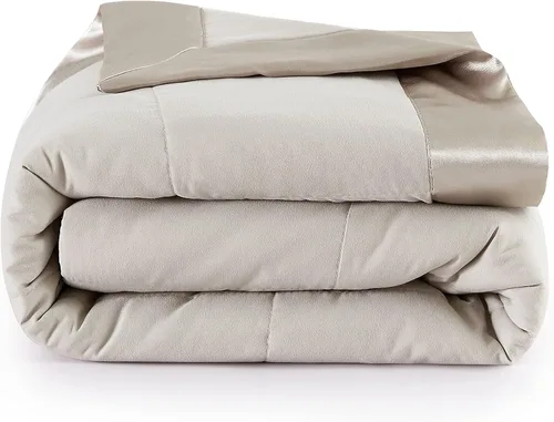Miniatura 8 de COMFLIVE Manta de tamaño King para cama, manta alternativa de plumón con ribete satinado, manta ligera para todas las estaciones – Invierno verano