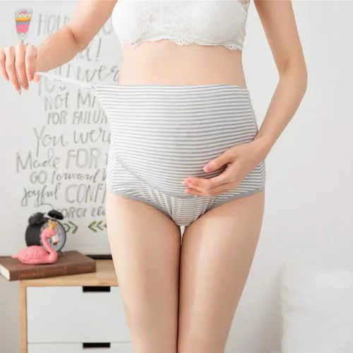 Miniatura 2 de Ropa interior de maternidad sobre el bulto, paquete de 3 bragas de algodón para embarazo, cintura alta, ajustablesbragas de lactancia
