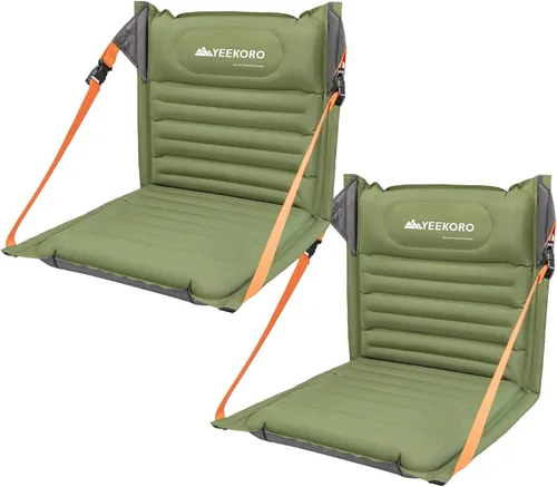 Miniatura 14 de Asientos plegables inflables, sillas portátiles con soporte de espalda, asiento plegable y ligero para campamento/eventos deportivos, asientos