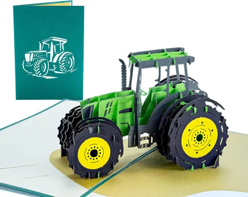 WOWPAPERART Tractor - Tarjeta de felicitación desplegable 3D para todas las ocasiones, cumpleaños, amor, felicidades, buena suerte, aniversario,