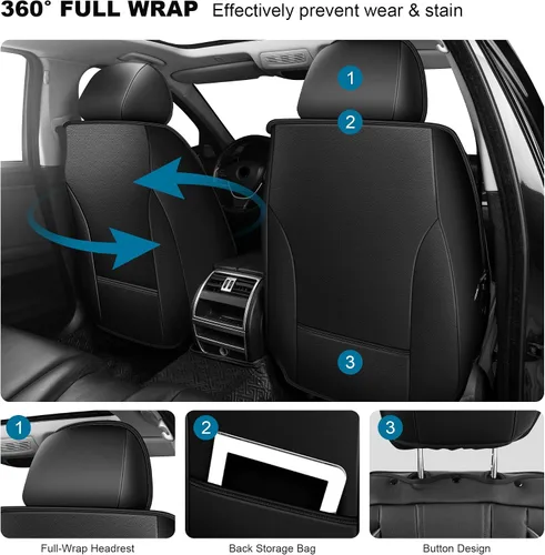 Miniatura 3 de DISUTOGO Juego completo de fundas de asiento para Honda Civic 2003-2024 2025 2026, impermeables, de cuero de primera calidad para fundas de asiento