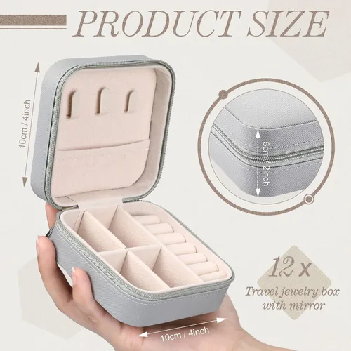 Miniatura 21 de Yinkin 12 piezas de mini joyero de viaje para dama de honor, organizador de aretes de piel sintética, accesorios de viaje a granel, soporte portátil