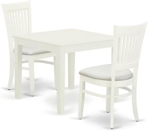 East West Furniture OXVA3-LWH-C - Juego de muebles de comedor de 3 piezas contiene una mesa de cocina cuadrada y 2 sillas de comedor tapizadas de