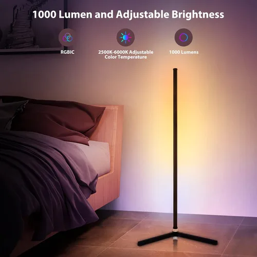 Miniatura 4 de WISIMMALL Lámpara de Pie de Esquina RGB, Aplicación Bluetooth y Control Remoto, Sincronización de Música, Lámpara de Pie LED Moderna para Sala de 1