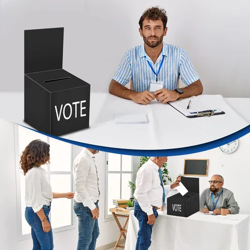 Miniatura 8 de Paquete de 12 cajas de rifa Caja de donación para recaudación de fondos, cajas de votación de cartón con ranura para boleto y cabecera extraíble
