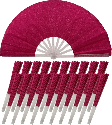 Miniatura 30 de 10 ventiladores plegables grandes de mano para hombres y mujeres, abanicos decorativos plegables, accesorios rave, utilizado para bailes, fiestas