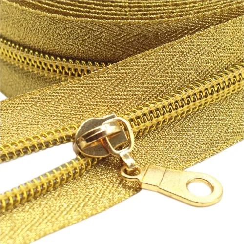 Miniatura 21 de YaHoGa #5 Cremalleras metálicas de nailon color latón antiguo de The Yard Bulk Cinta beige de 10 yardas con 25 unidades de tiradores para costura