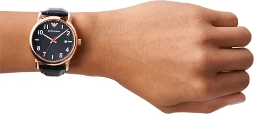 Miniatura 5 de Emporio Armani Reloj de cuero de tres manecillas para hombre