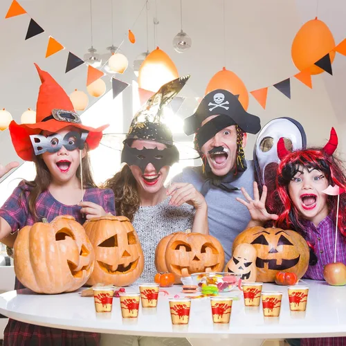 Miniatura 5 de Norme 100 vasos de chupito de plástico de Halloween con estampado de sangre de 2 onzas, vasos desechables de Halloween reutilizables, vasos