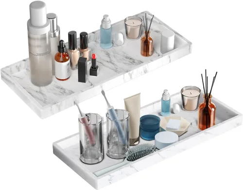 Miniatura 13 de BBK Bandeja de Tocador de Baño - Paquete de 2 (7.8" y 11.8") Bandejas de Silicona para Baño para Encimera, Bandeja para Perfume Llaves Baratijas