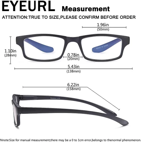 Miniatura 3 de EYEURL Paquete de 2 lentes de lectura para mujeres y hombres, para colgar en el cuello, bloqueo de luz azul, con bisagra de resorte, lectores