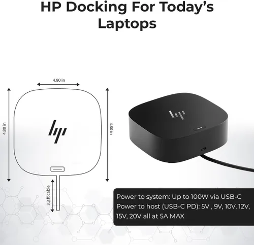 Miniatura 6 de Estación de acoplamiento HP para laptop con monitor dual y paquete de carga - HP Dock 5TW10AA / 5TW10UT / 5TW10AA#ABB con adaptador de 120W + cable