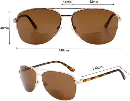 Miniatura 5 de VITENZI Anzio - Gafas de sol bifocales para hombres y mujeres, cuadrados, para lectura de aviador, lentes tintados al sol con lectores