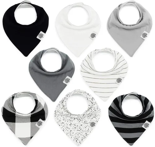 Parker - Baberos tipo bandana para bebé, paquete de 4 baberos para niños, niñas, unisex Lunar