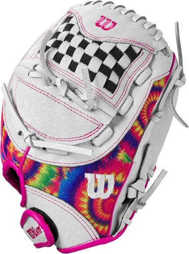Miniatura 4 de Wilson A440 Adult + Youth Fastpitch Softball Glove + Mitt Sizes 11" - 12" Right + Left Hand Throw Multiple Styles Blanco/Rosa/Tie Dye