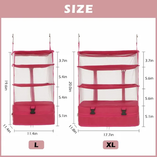 Miniatura 5 de Surblue Organizador colgante para armario de 3 estantes, bolsillo plegable lavable de tela Oxford con 2 ganchos