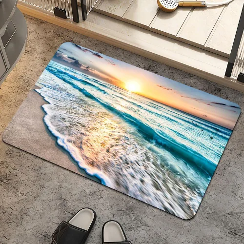 Miniatura 38 de Alfombra de baño, diseño abstracto de mármol azul y dorado, antideslizante, de secado rápido, súper absorbente, delgada, para debajo de la puerta