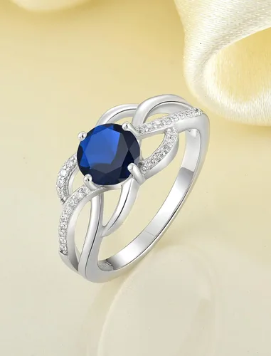 Miniatura 4 de YL Anillos de nudo celta de plata de ley 925, anillo trenzado con circonita cúbica infinito para mujer