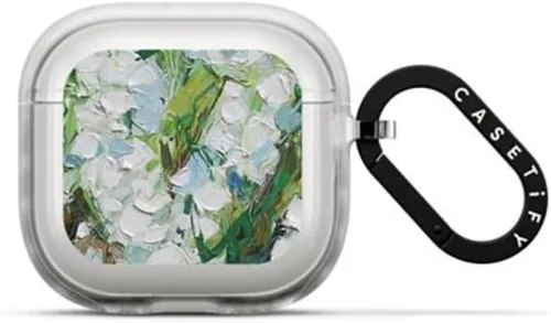 Miniatura 5 de CASETiFY Impact Airpods (4.ª generación) - Funda con anillo, corazones transparentes de lunares, color escarcha