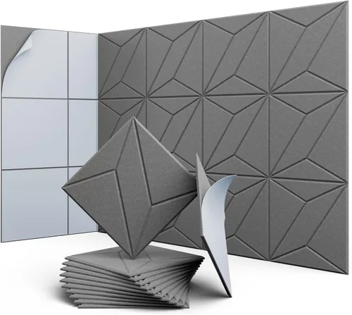Miniatura 46 de Paneles Acústicos Hexagonales - Paquete de 12 Paneles de Absorción de Sonido de Alta Densidad 12"X10"X0.4" para Reducción Mejorada de Ruido, Diseño